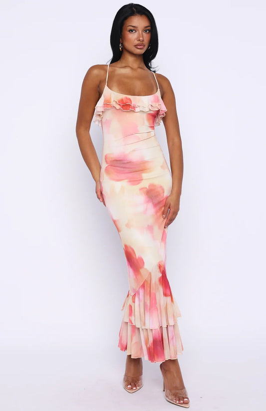Amped Up Midi Dress Honeydew Floral