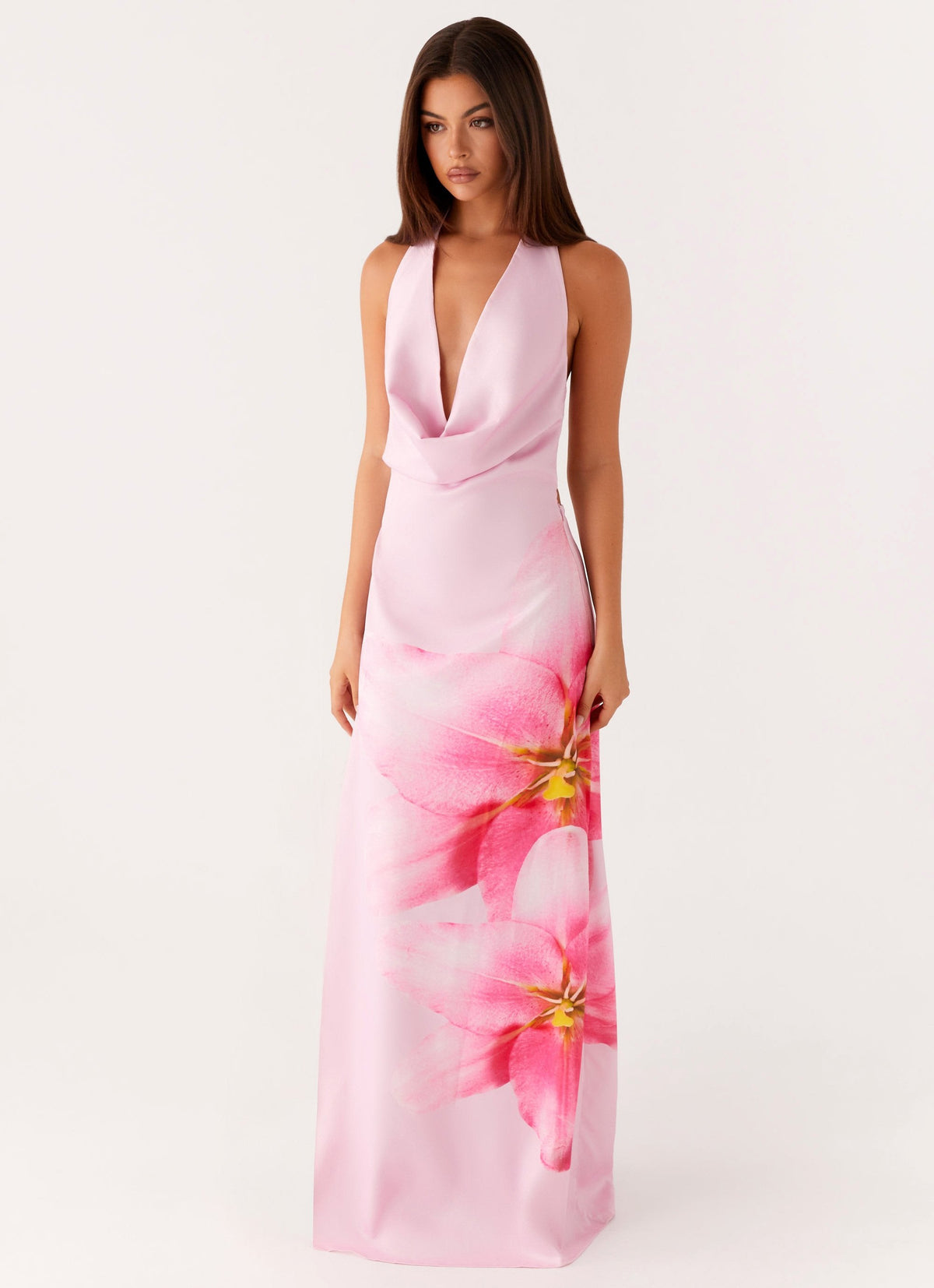 Bryony Cowl Maxi Dress - Pink