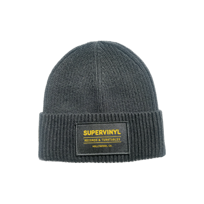 Black Beanie with Black Gold Patch