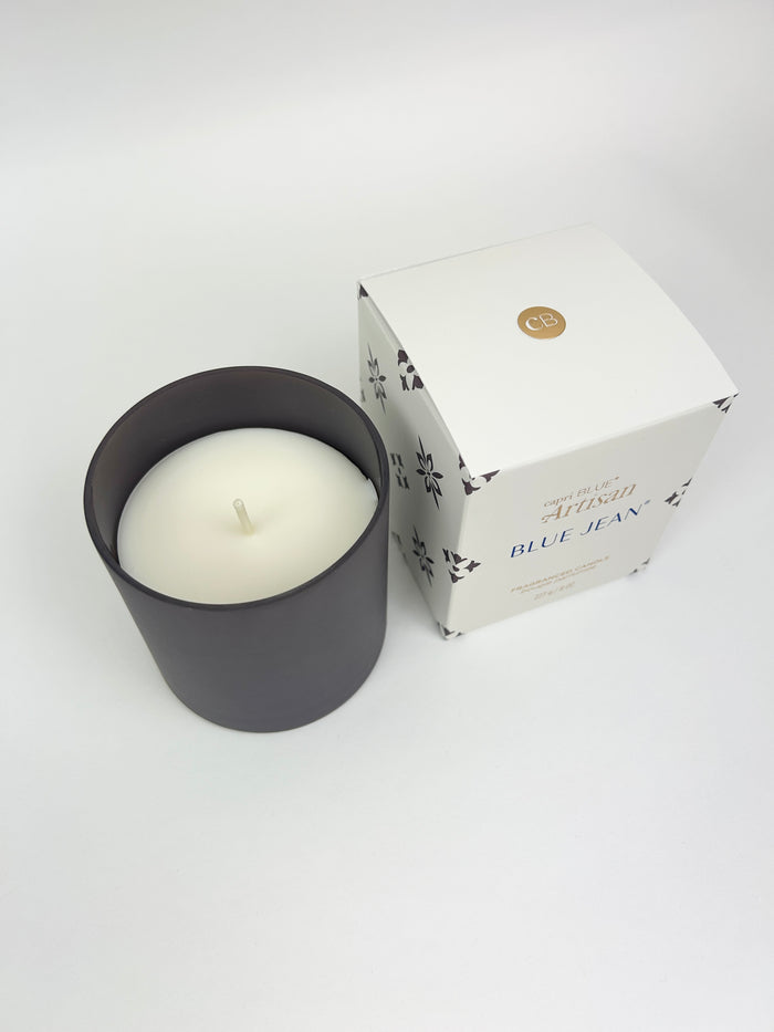 Capri Blue Terrazza Velluto Boxed Candle - Blue Jean Candles in at Wrapsody