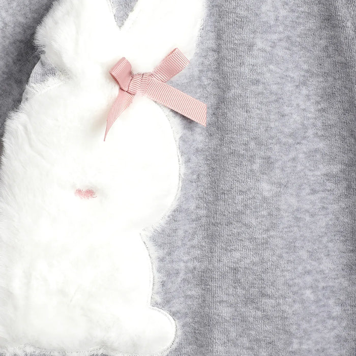 Girls Grey Embroidered Front Opening Babysuit