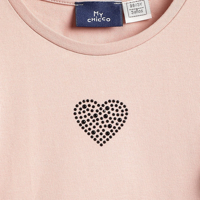 Girls Medium Pink Self Design T- Shirt