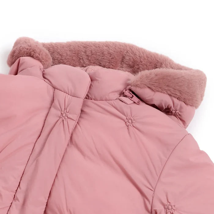Girls Pink Hooded Puffer Jacket