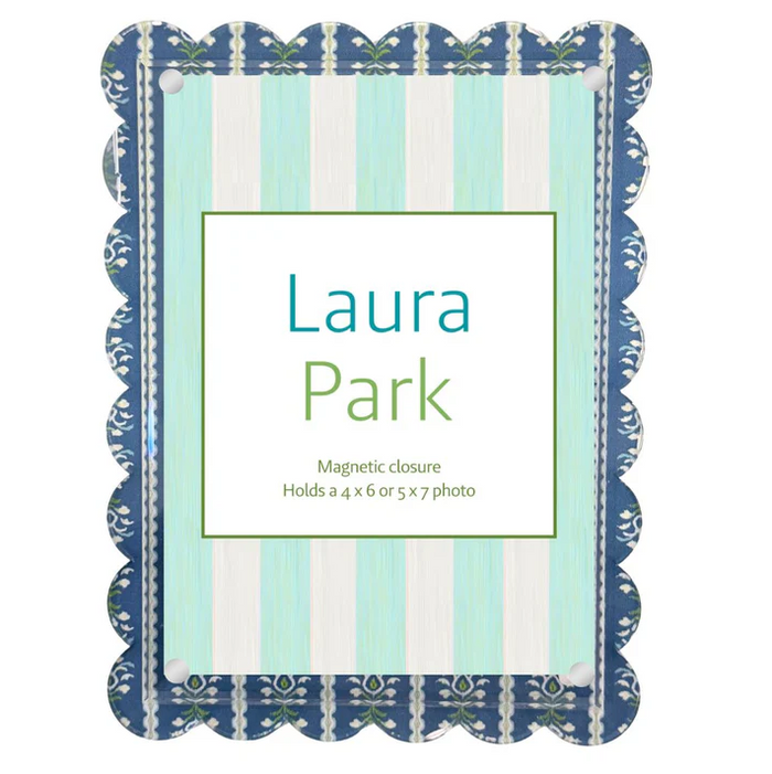 Laura Park Rosemary Stripe Indigo 5x7 Acrylic Frame Picture Frames in at Wrapsody