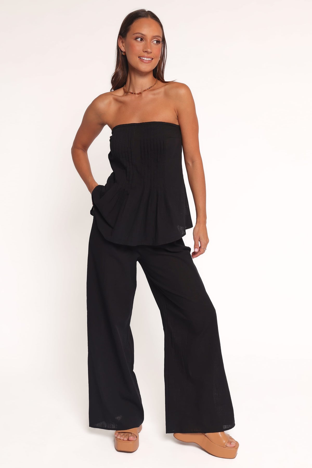 Charlie Strapless Pant Set - Black