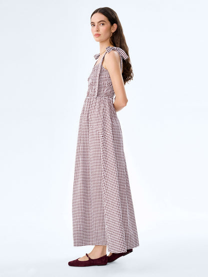 Dixie Dress in Chocolate and Cream Gingham