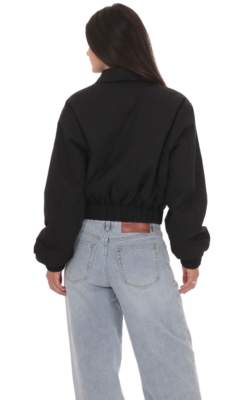 Collared Bomber Jacket in Black