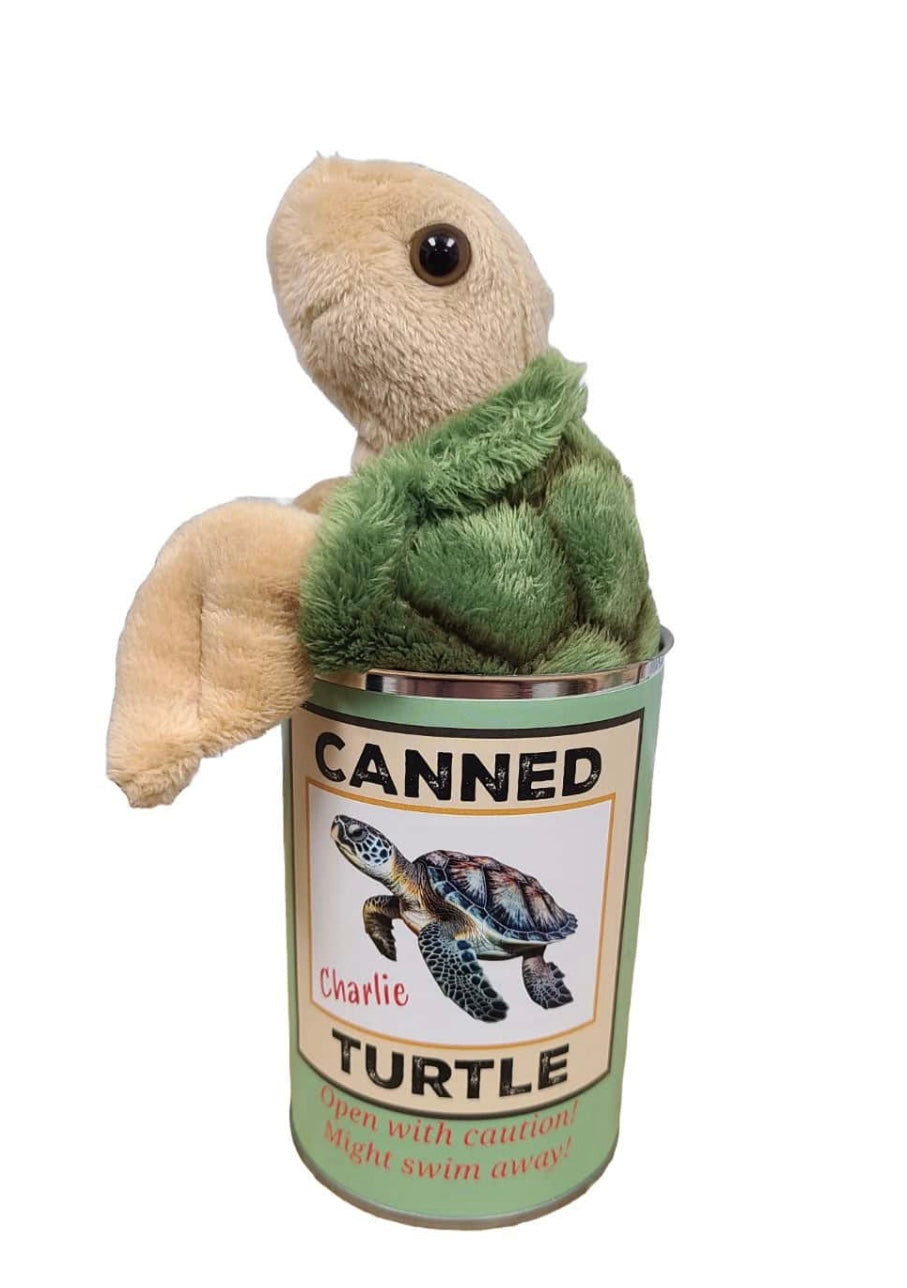 Canned plush animale