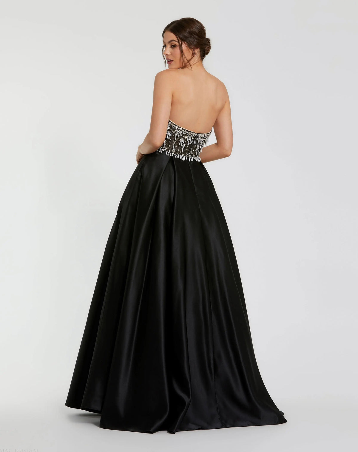 Black Strapless Embellished Top Satin Ball Gown