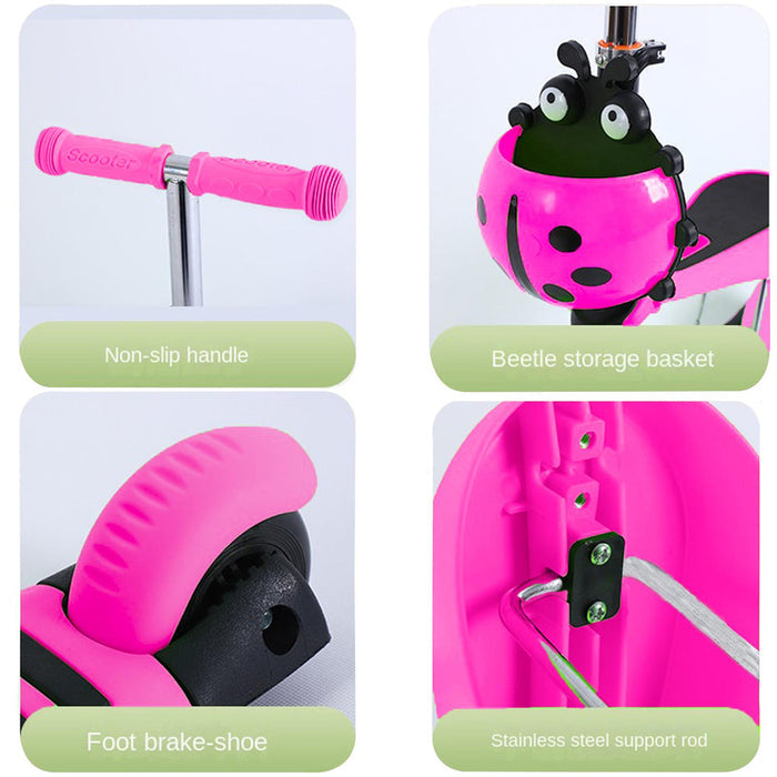 5in 1 Kids Adjustable Height Ladybug Scooter 🇬🇧