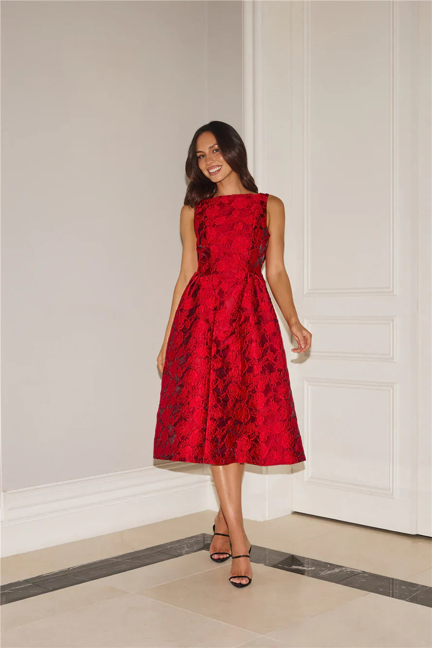 All Things Girly Midi Dress Red