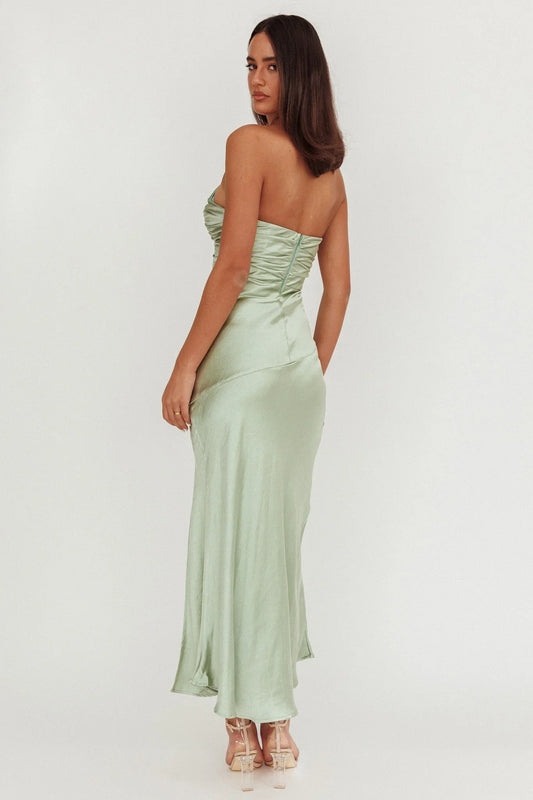 Blaise Asymmetric Neckline Maxi Dress Sage