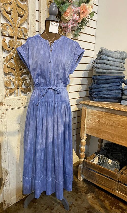 Chambray Zip front dress