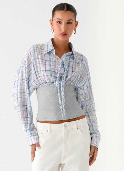 Accelerate Waistband Shirt - Blue Check