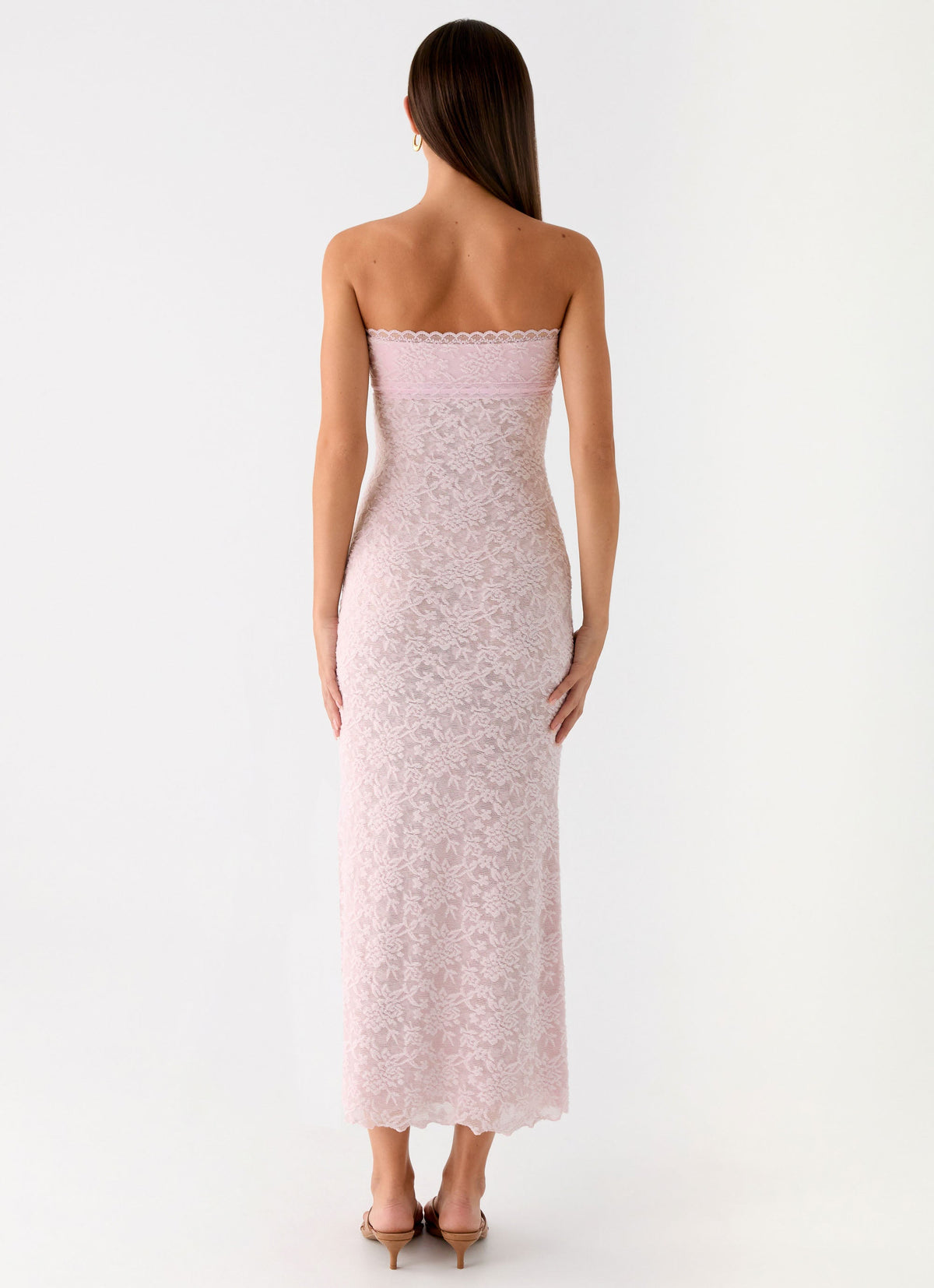 Alida Strapless Jacquard Midi Dress - Pink