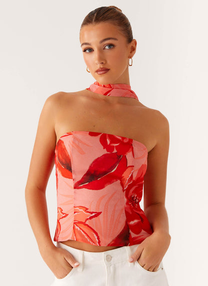 Anais Scarf Top - Sicily Sunset Print
