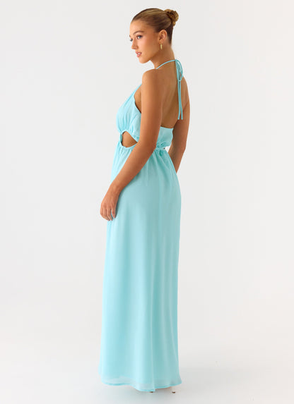 Ardenzelle Chiffon Halter Neck Maxi Dress - Turquoise