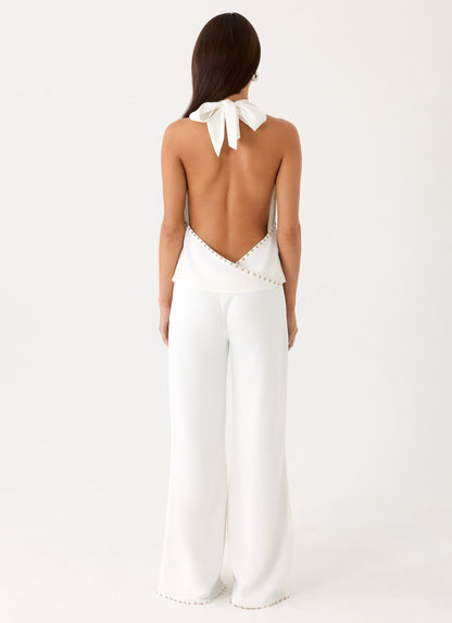 Ashika Studded Pants - White