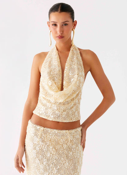 Bling It On Cowl Top - Ivory
