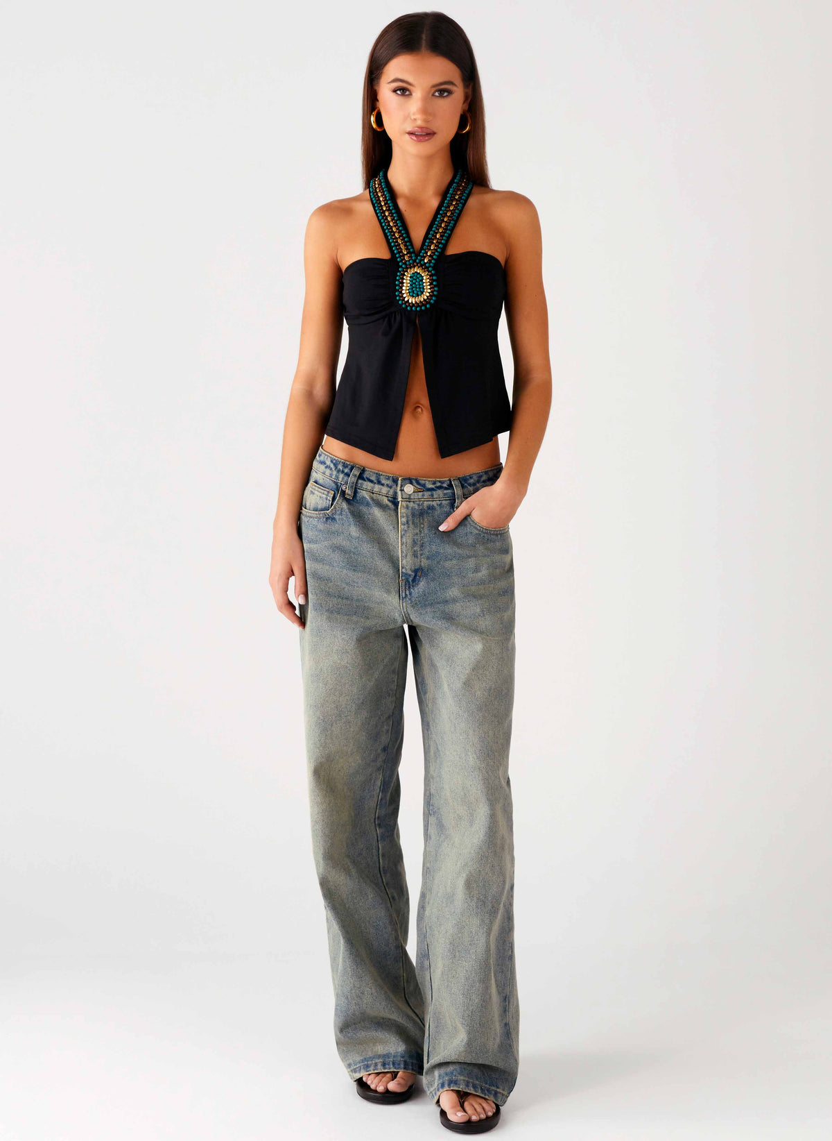 Boheme Breeze Halter Top - Black