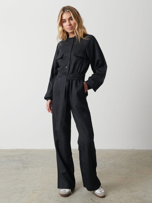 Brooke Belted Jumpsuit - Black