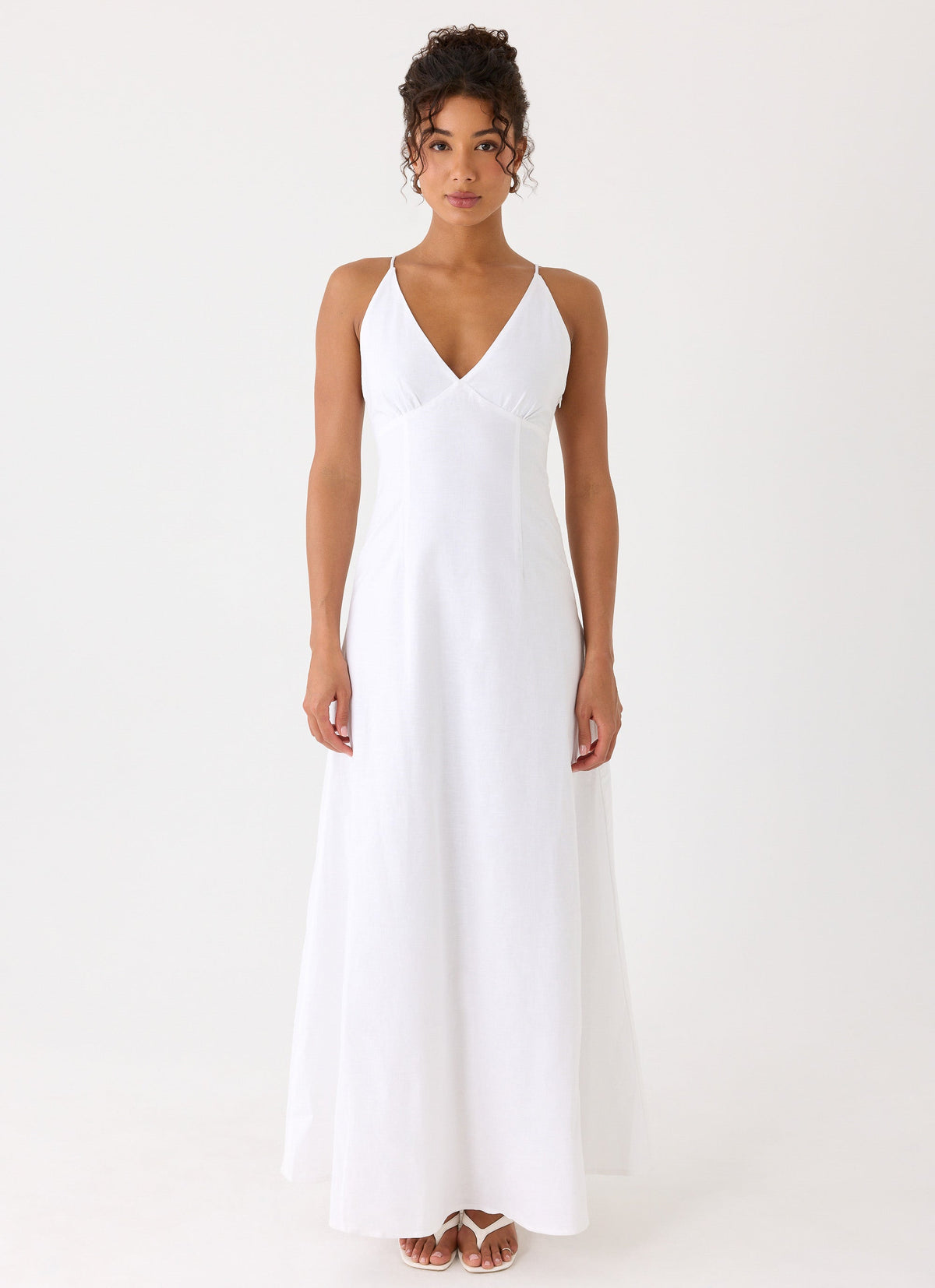 Calianna Linen Maxi Dress - White