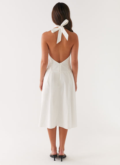 Calla Halter Midi Dress - White