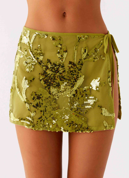 Cancun Sequin Mini Skirt - Lime