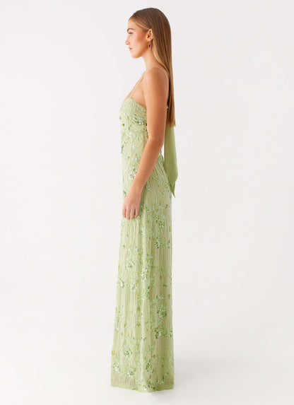 Celandine Beaded Maxi Dress - Lime