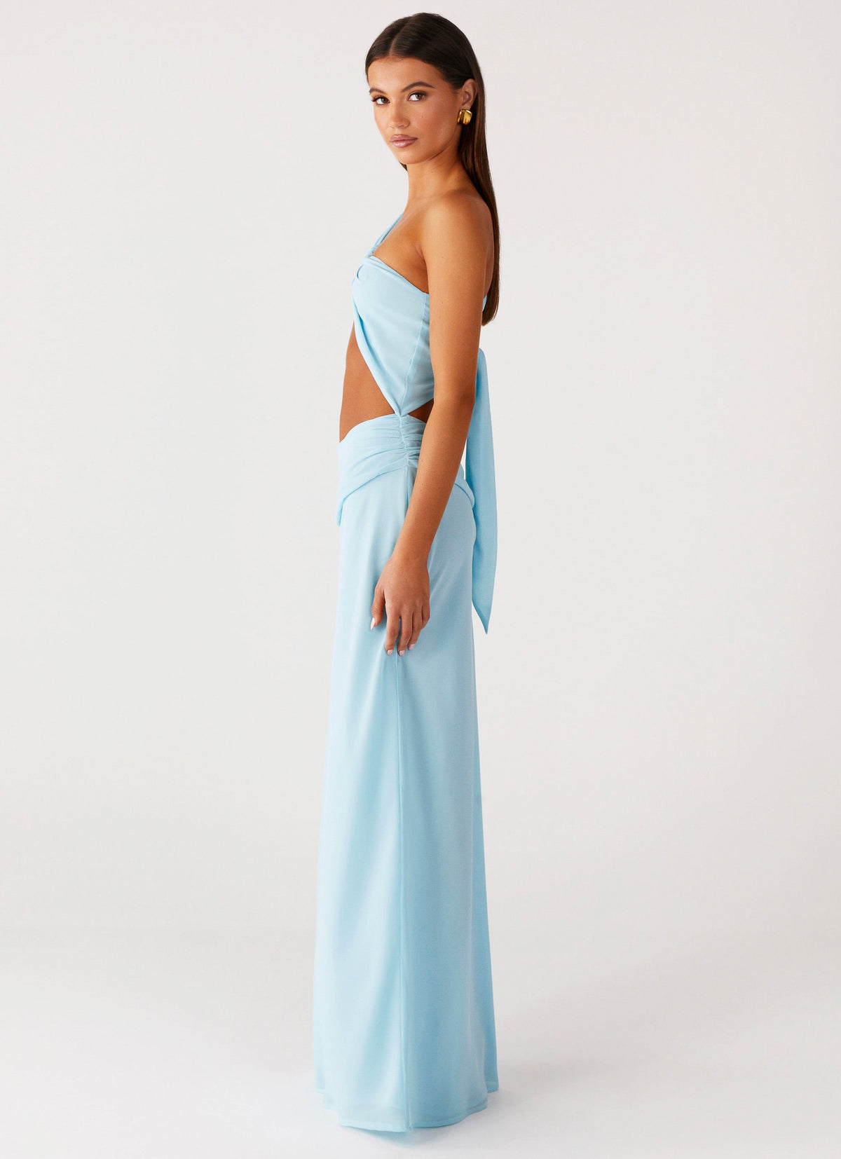 Cindelle One Shoulder Maxi Dress - Turquoise