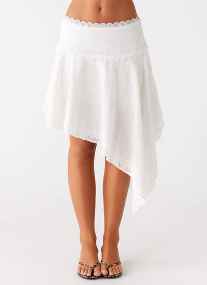 Clearwater Mist Midi Skirt - White
