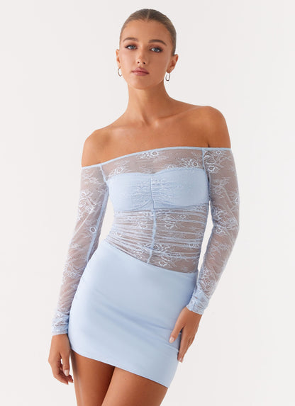 Collide Lace Mini Dress - Blue