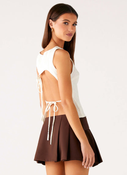 Cypriana Tie Back Top - White