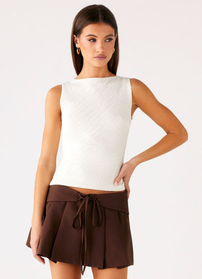 Cypriana Tie Back Top - White