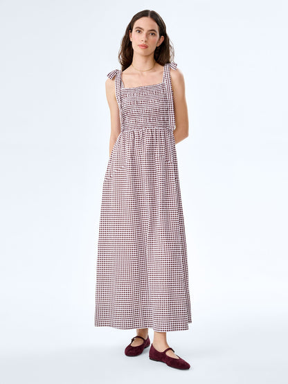 Dixie Dress in Chocolate and Cream Gingham