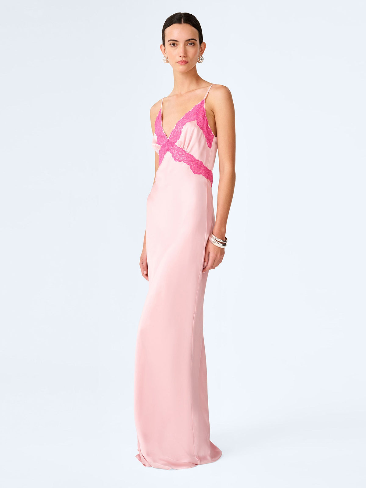 Drew Maxi Dress in Veiled Pink/Pink Yarrow Lace