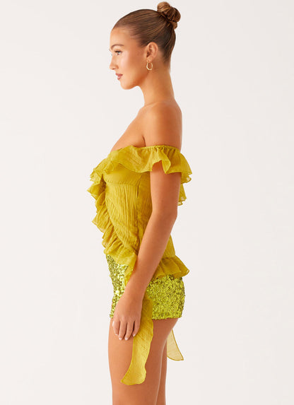 Dylan Off Shoulder Top - Lime
