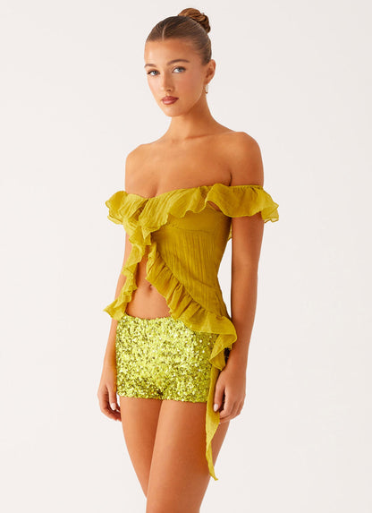 Dylan Off Shoulder Top - Lime