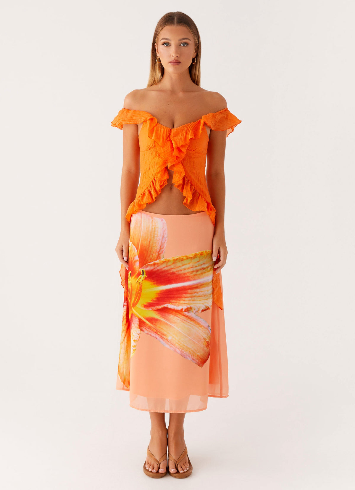 Dylan Off Shoulder Top - Orange