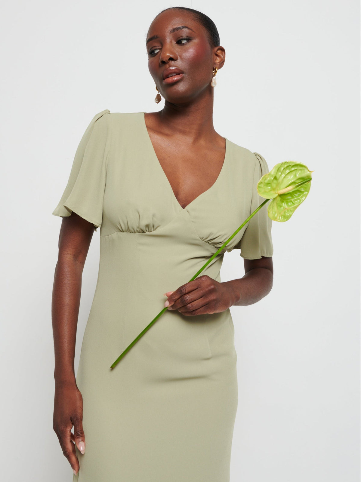 Edie Chiffon Maxi Bridesmaids Dress - Olive