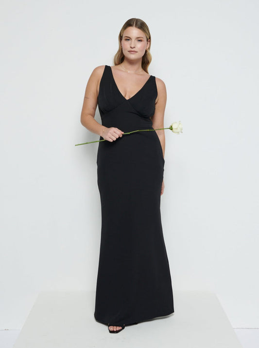 Esmee Crepe Maxi Bridesmaid Dress - Black