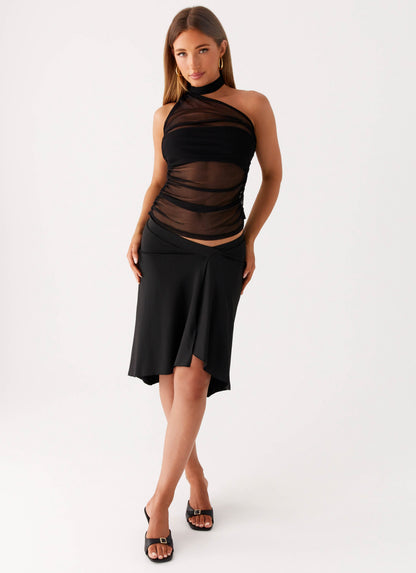Ezzie Scarf Top - Black
