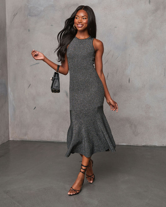Allira Knit Metallic Mermaid Midi Dress