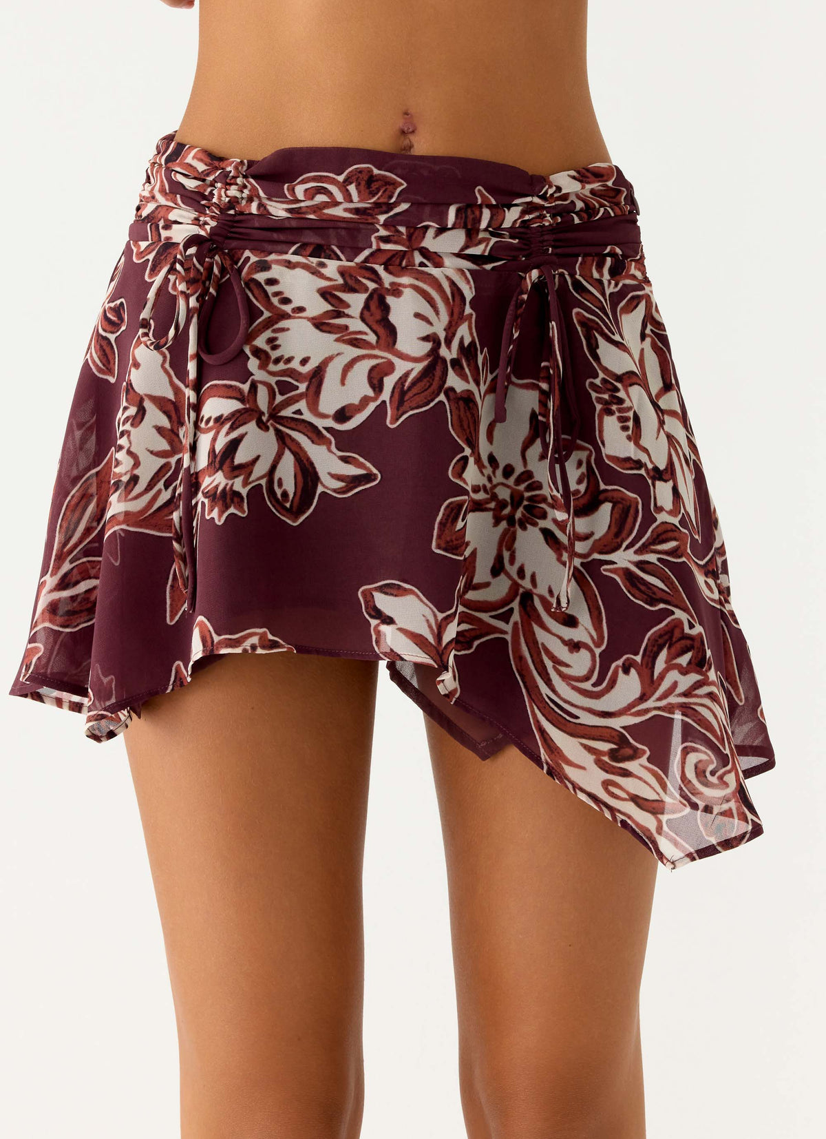 Fiore Asymmetrical Mini Skirt - Espresso Meadow
