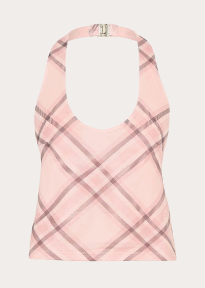 Fit Check Halter Top - Pink Check