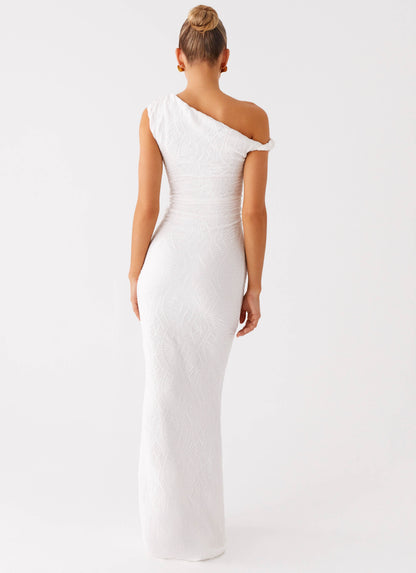 Galantis One Shoulder Maxi Dress - White