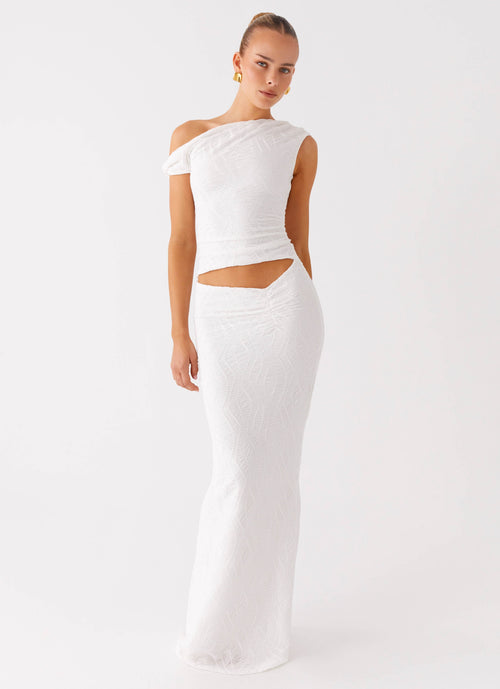 Galantis One Shoulder Maxi Dress - White