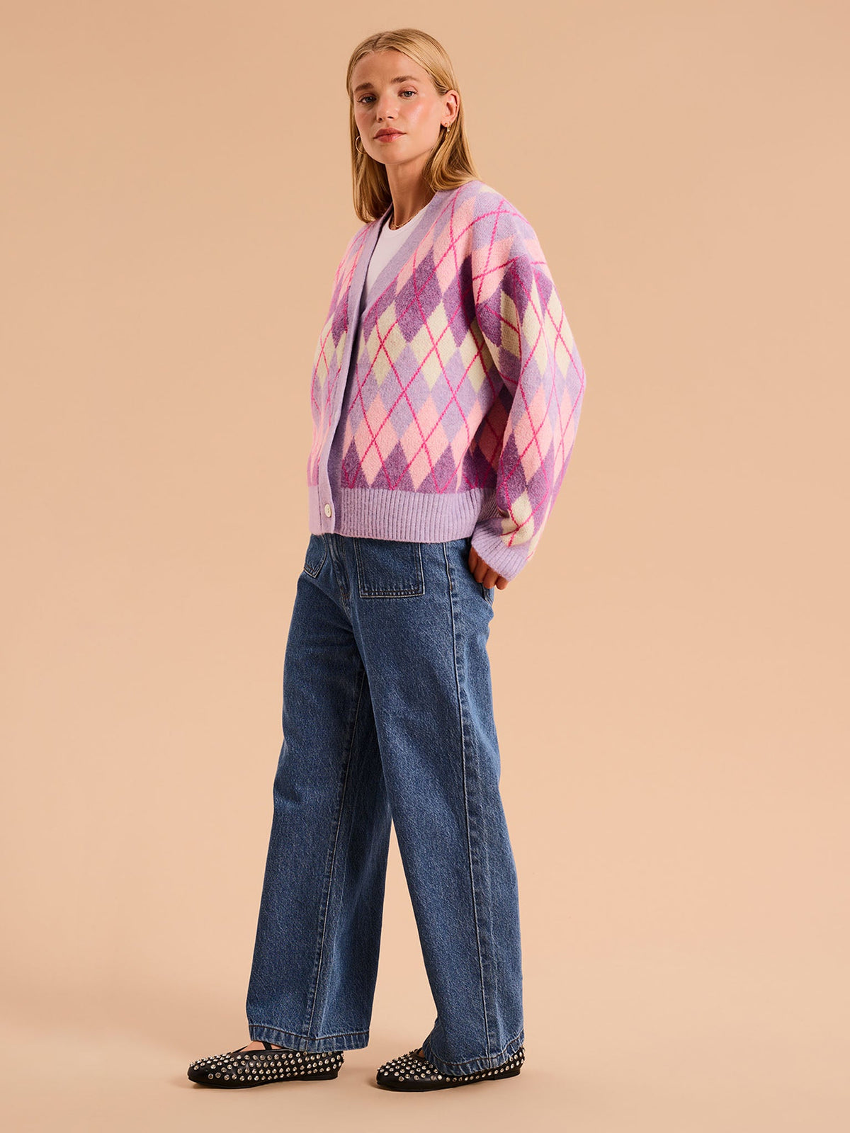 Henni Argyle Cardigan in Purple
