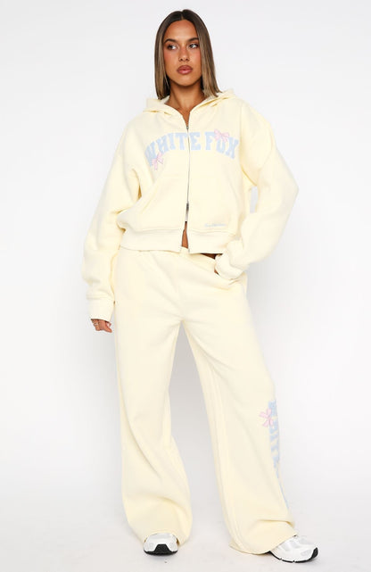 Daydreamers Madeline Wide Leg Sweatpants Lemon