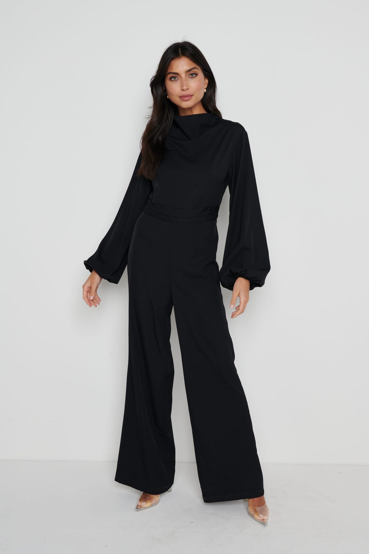 Jemima Balloon Sleeve Jumpsuit - Black